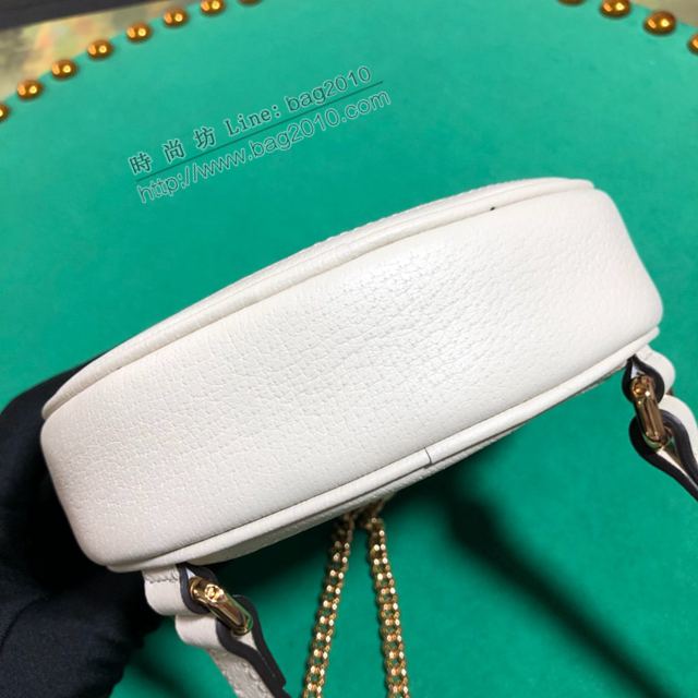 Gucci包 古馳女包 598661 花料/白皮 Gucci新款圓形小背包 Gucci迷你雙肩包  gudj1394